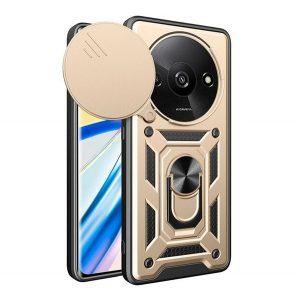 Protector de telefon din plastic Defender (rezistenta la impact, interior din silicon, inel de retinere, protectie camera) GOLD Xiaomi Redmi A3