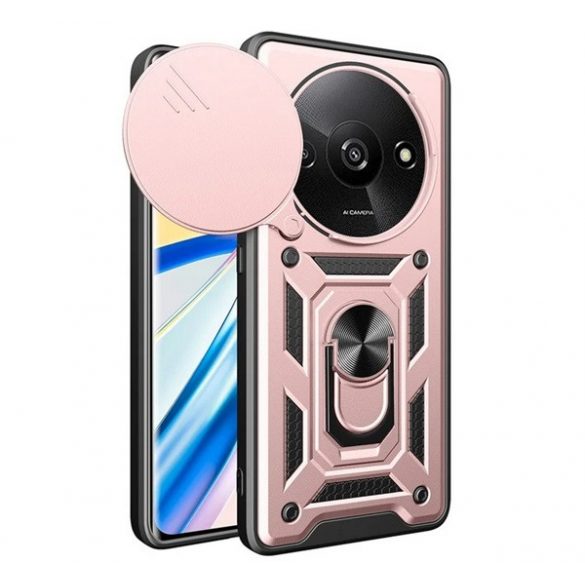 Protector de telefon din plastic Defender (rezistenta la impact, interior din silicon, inel de retinere, protectie camera) ROSE GOLD Xiaomi Redmi A3