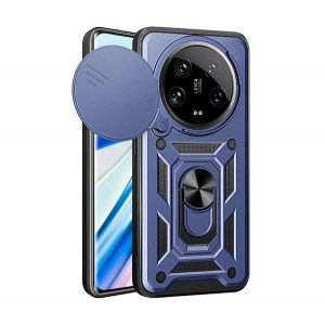 Protector de telefon din plastic Defender (rezistenta la impact, interior din silicon, inel de retinere, protectie camera) ALBASTRU INCHIS Xiaomi 14 Ultra