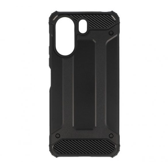 Protector de telefon din plastic Defender (rezistenta la impact, colt cu perna de aer, interior din silicon, efect metalic) NEGRU Xiaomi Redmi 13C