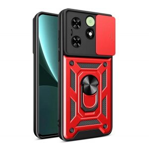 Protectie de telefon din plastic Defender (rezistenta la impact, interior din silicon, inel de retinere, protectie camera) RED Tecno Spark 20C, Spark 20