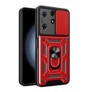 Protector de telefon din plastic Defender (rezistenta la impact, interior din silicon, inel de retinere, protectie camera) RED Tecno Spark 10 Pro