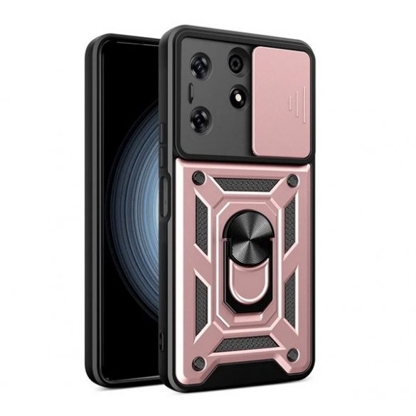 Protector de telefon din plastic Defender (rezistenta la impact, interior din silicon, inel de retinere, protectie camera) ROSE GOLD Tecno Spark 10 Pro