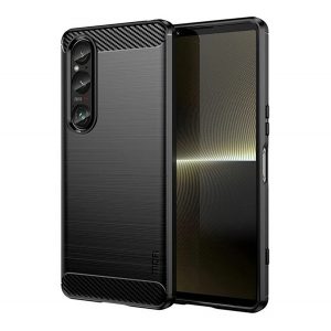 Protector de telefon din silicon MOFI (rezistenta la impact, colt cu perna de aer, periat, model carbon) NEGRU Sony Xperia 1 VI