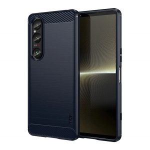 Protector de telefon din silicon MOFI (rezistenta la impact, colt cu perna de aer, periat, model carbon) ALBASTRU INCHIS Sony Xperia 1 VI