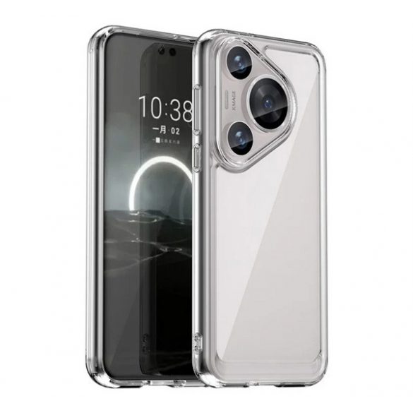 Protectie din plastic pentru telefon (cadru silicon, rezistenta la impact, spate transparent) TRANSPARENT Huawei Pura 70 Pro