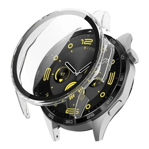 Cadru din plastic (BUMPER, rezistenta la impact + sticla protectoare ecran) TRANSPARENT Huawei Watch GT 4 46mm