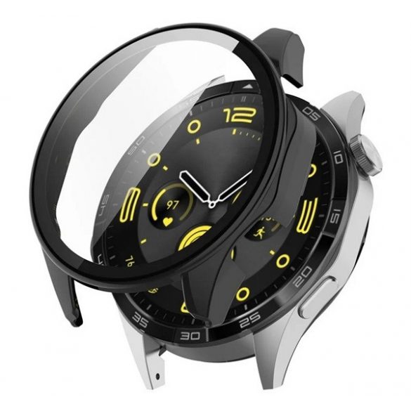 Cadru din plastic (BUMPER, rezistenta la impact + sticla protectoare ecran) NEGRU Huawei Watch GT 4 46mm