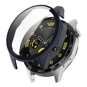 Cadru din plastic (BUMPER, rezistenta la impact + sticla de protectie a ecranului) ALBASTRU INCHIS Huawei Watch GT 4 46mm