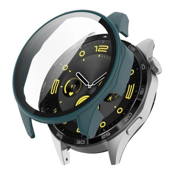 Cadru din plastic (BUMPER, rezistenta la impact + sticla de protectie a ecranului) VERDE INCHIS Huawei Watch GT 4 46mm