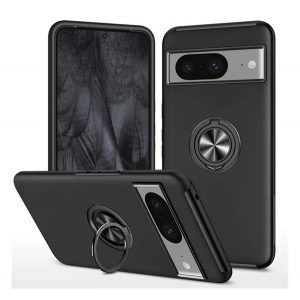 Protectie din silicon pentru telefon (suport desktop, inel de suport, 360°, magnetic) NEGRU Google Pixel 8