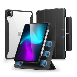 Protector de telefon din silicon ESR REBOUND HYBRID (FLIP activ, TRIFOLD, suport desktop, rezistent la socuri, suport creion) NEGRU Apple IPAD Pro 13 (2024)