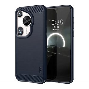 Protector de telefon din silicon MOFI (rezistenta la impact, colt cu perna de aer, periat, model carbon) ALBASTRU INCHIS Huawei Pura 70 Ultra