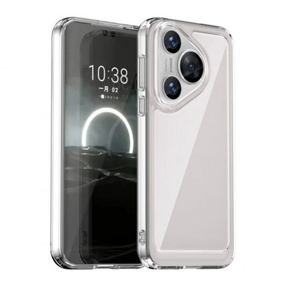 Protectie din plastic pentru telefon (cadru silicon, rezistenta la impact, spate transparent) TRANSPARENT Huawei Pura 70