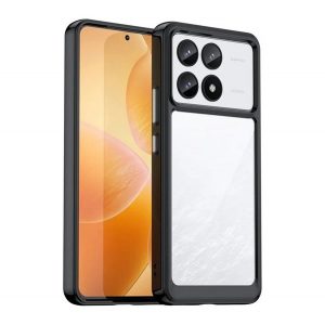 Protectie din plastic pentru telefon (cadru silicon, rezistenta la impact, spate transparent) NEGRU Xiaomi Poco F6 Pro