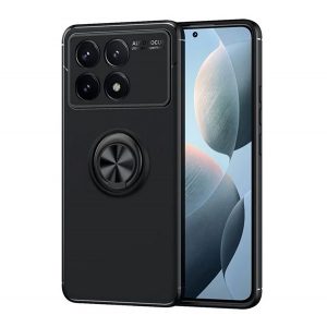 Protector de telefon din silicon (suport desktop, inel de suport, 360°, magnetic) NEGRU Xiaomi Poco F6 Pro