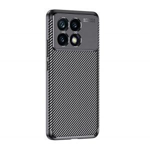 Protectie de telefon din silicon (rezistenta la impact, colt cu perna de aer, model carbon) NEGRU Xiaomi Poco F6 Pro