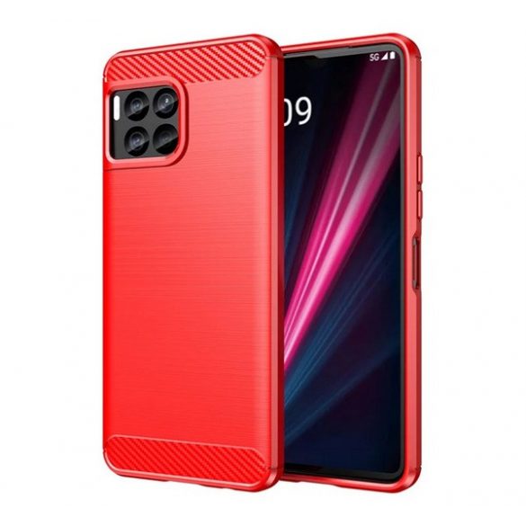 Protector de telefon din silicon (rezistenta la impact, colt cu perna de aer, periat, model carbon) RED T Phone 2 Pro 5G