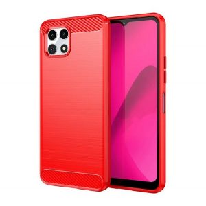 Protector de telefon din silicon (rezistenta la impact, colt cu perna de aer, periat, model carbon) RED T Phone 2 5G