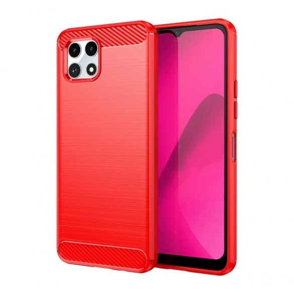 Protector de telefon din silicon (rezistenta la impact, colt cu perna de aer, periat, model carbon) RED T Phone 2 5G