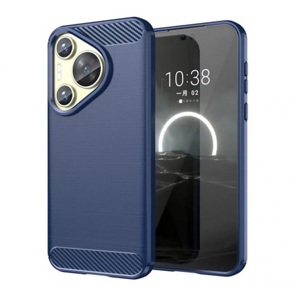 Protector de telefon din silicon (rezistenta la impact, colt cu perna de aer, periat, model carbon) ALBASTRU INCHIS Huawei Pura 70