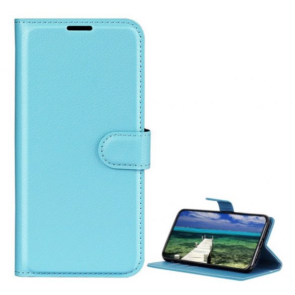 Carcasa in picioare, efect piele (FLIP, deschidere laterala, suport desktop, premium) ALBASTRU MENTA Huawei Pura 70 Ultra