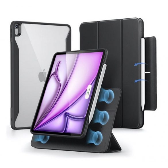 Protector de telefon din silicon ESR REBOUND HYBRID (FLIP activ, TRIFOLD, suport desktop, rezistent la socuri, suport creion) NEGRU Apple IPAD Air 13 (2024), IPAD Pro 12.9 (2022), IPAD Pro 12.9 (2021)