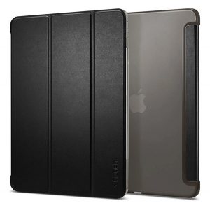 Husă SPIGEN SMART FOLD în picioare, efect piele (FLIP activ, deschidere laterală, TRIFOLD, suport pentru masă) NEGRU Apple IPAD Pro 11 (2024)