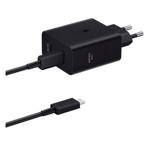 Încărcător SAMSUNG USB+priză de tip C (50W, încărcător rapid PD + cablu tip C) NEGRU