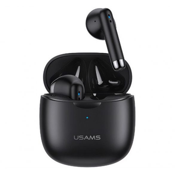 Căști bluetooth USAMS ID25 STEREO (v5.3, TWS, filtru de zgomot + carcasă de încărcare) NEGRU