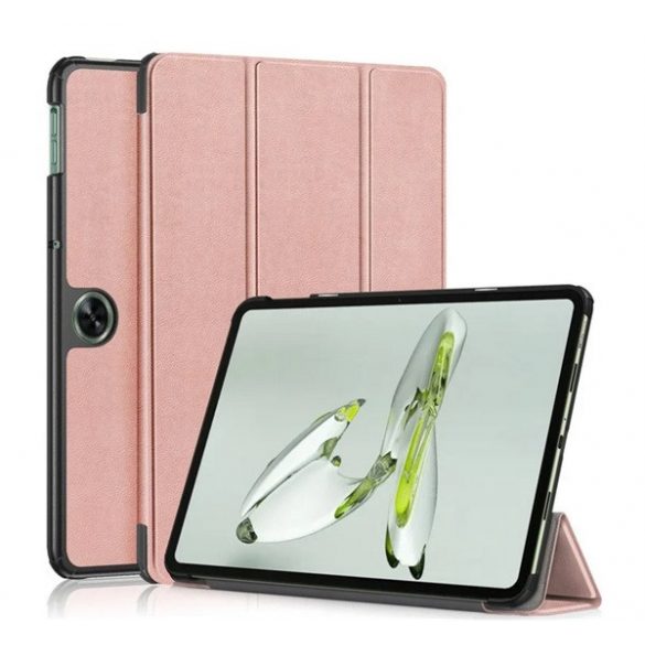 Carcasa in picioare, efect piele (FLIP activ, deschidere laterala, TRIFOLD, suport de masa) ROSE GOLD OnePlus Pad Go