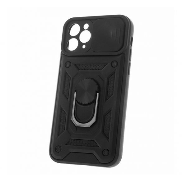 Protector de telefon din plastic Defender (rezistenta la impact, interior din silicon, inel de retinere, protectie camera) NEGRU Xiaomi Redmi 13