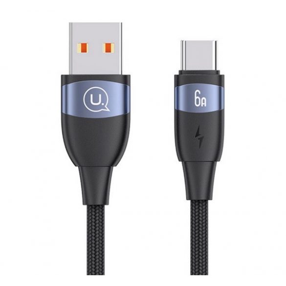 Cablu de date USAMS U85 (USB - Type-C, 6A, încărcător rapid, 120cm, șiret) NEGRU