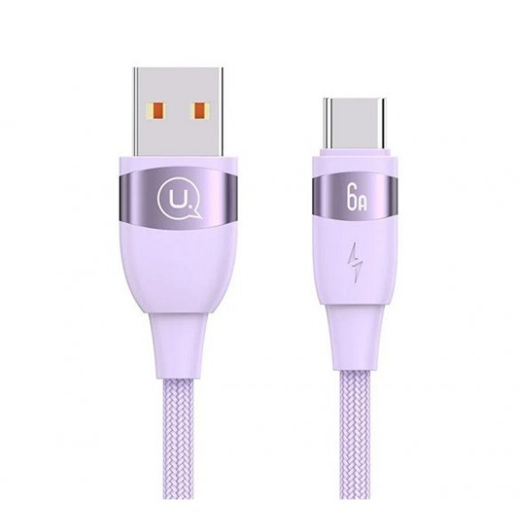 Cablu de date USAMS U85 (USB - Type-C, 6A, încărcător rapid, 200cm, șiretul pantofilor) PURPLE