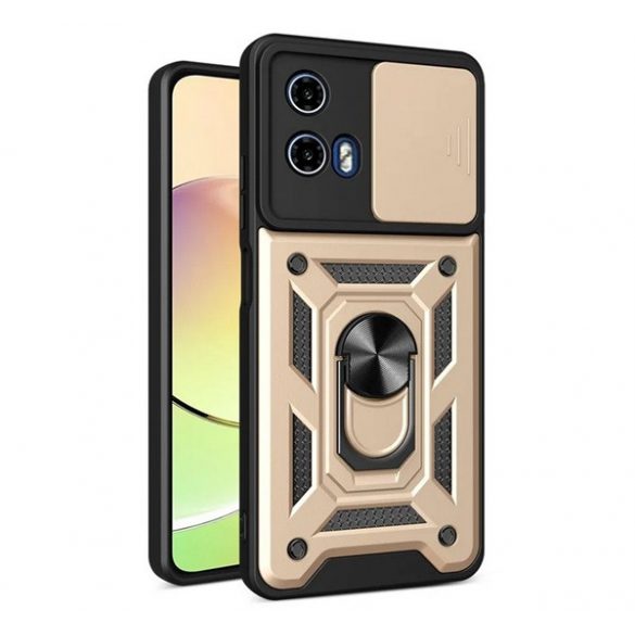 Protector de telefon din plastic Defender (rezistenta la impact, interior din silicon, inel de retinere, protectie camera) GOLD Motorola Moto G24, Moto G04