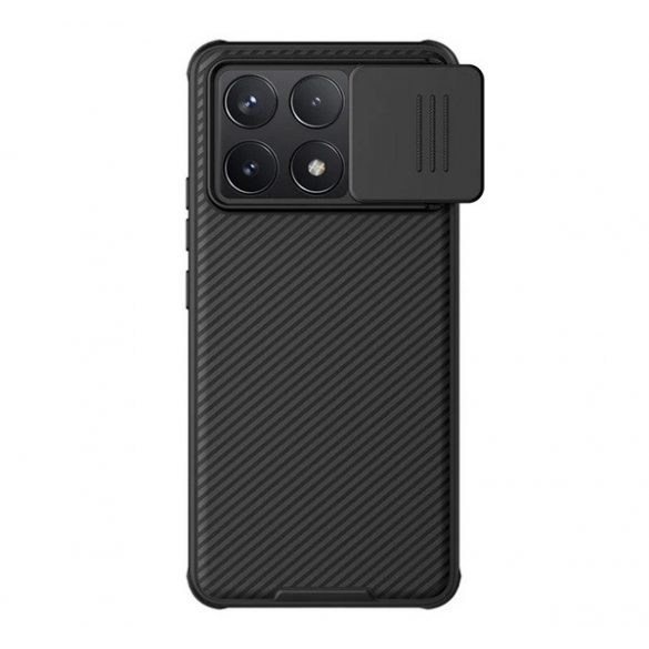 Protector de telefon din plastic NILLKIN CAMSHIELD PRO (cadru din silicon, rezistenta la impact, protectie camera, dungi) NEGRU Xiaomi Poco F6 Pro