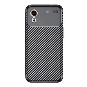 Protectie din silicon pentru telefon (rezistenta la impact, colt cu perna de aer, model carbon) NEGRU Samsung Galaxy Xcover 7 (SM-G556)