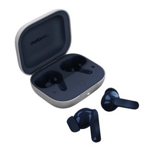 Căști bluetooth MOTOROLA BUDS STEREO (v5.3, TWS, microfon, filtru activ de zgomot, impermeabil + carcasă de încărcare) ALBASTRU ÎNCHIS