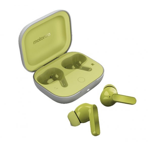 Căști bluetooth MOTOROLA BUDS STEREO (v5.3, TWS, microfon, filtru de zgomot activ, impermeabil + carcasă de încărcare) VERDE DESCHIS