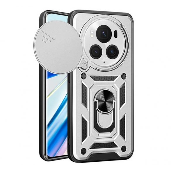 Protector de telefon din plastic Defender (rezistenta la impact, interior din silicon, inel de retinere, protectie camera) SILVER Honor Magic6 Pro 5G