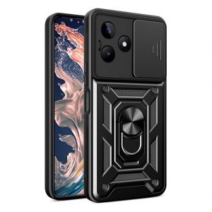 Protector de telefon din plastic Defender (rezistenta la impact, interior din silicon, inel de retinere, protectie camera) NEGRU Realme Note 50