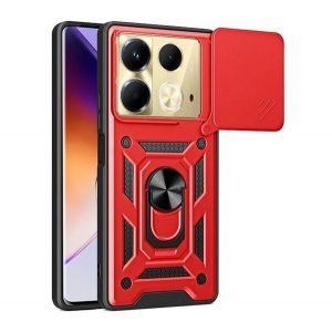 Protector de telefon din plastic Defender (rezistență la impact, interior din silicon, inel de reținere, protecție pentru cameră) RED Infinix Note 40 (X6853)