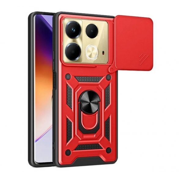 Protector de telefon din plastic Defender (rezistență la impact, interior din silicon, inel de reținere, protecție pentru cameră) RED Infinix Note 40 (X6853)