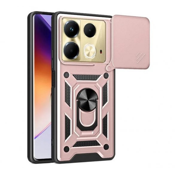 Protector de telefon din plastic Defender (rezistenta la impact, interior din silicon, inel de retinere, protectie pentru camera) ROSE GOLD Infinix Note 40 (X6853)