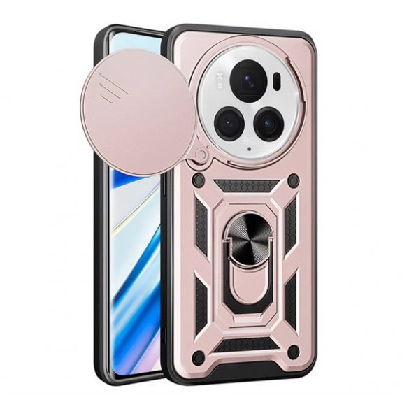 Protector de telefon din plastic Defender (rezistenta la impact, interior din silicon, inel de retinere, protectie camera) ROSE GOLD Honor Magic6 Pro 5G