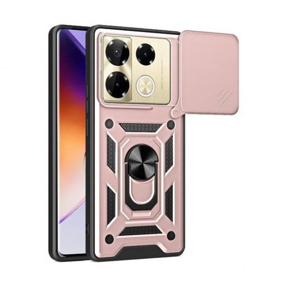 Protector de telefon din plastic Defender (rezistență la impact, interior din silicon, inel de reținere, protecție pentru cameră) ROSE GOLD Infinix Note 40 Pro 4G (X6850)