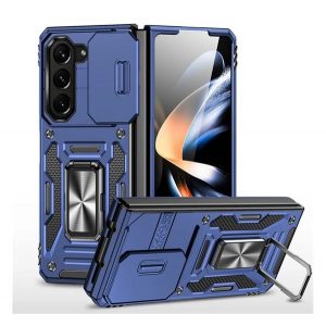 Protector de telefon din plastic Defender (rezistență la impact, interior din silicon, inel de reținere, protecție pentru cameră) ALBASTRU ÎNCHIS Samsung Galaxy Z Fold6 5G (SM-F956)