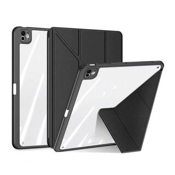 Husa DUX DUCIS MAGI ORIGAMI in picioare, efect piele (FLIP activ, deschidere laterala, TRIFOLD, suport birou, suport creion) NEGRU Apple IPAD Pro 11 (2024)