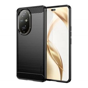 Protector de telefon din silicon MOFI (rezistenta la impact, colt cu perna de aer, periat, model carbon) NEGRU Honor 200 Pro