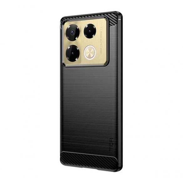 Protector de telefon din silicon MOFI (rezistenta la impact, colt cu perna de aer, periat, model carbon) NEGRU Infinix Note 40 Pro 4G (X6850)